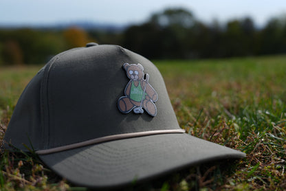 Divots Teddy Bear Branded Bills Trucker Hat (Green w/ Green Rope)