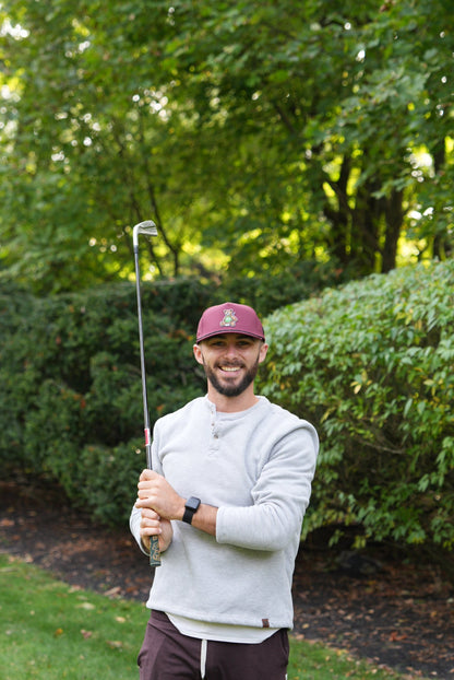 Divots Teddy Bear Branded Bills Performance Hat (Maroon w/ Black Rope)